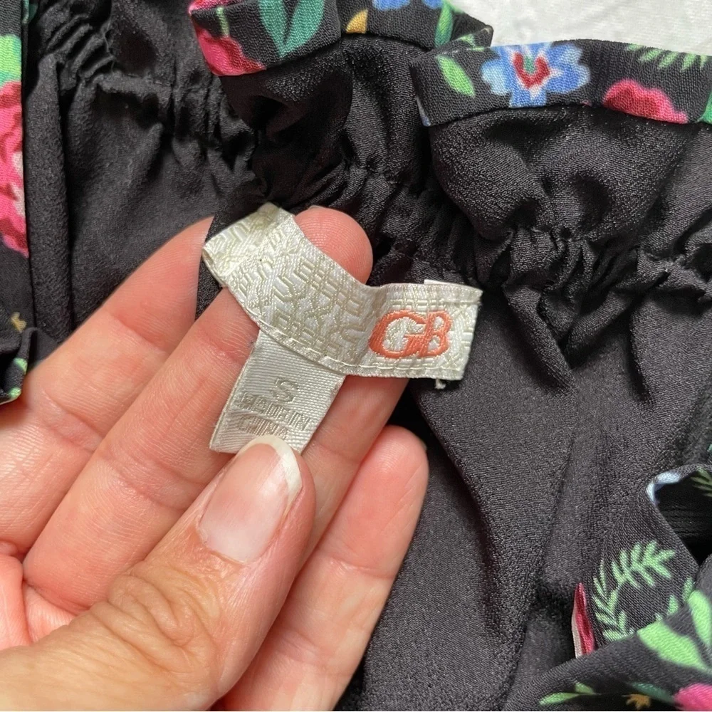 GB Gianni Bini Black & Floral Smocked Mini Dress